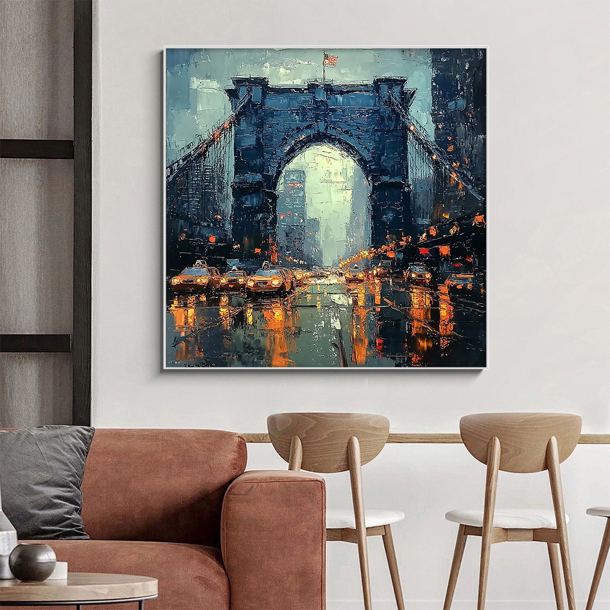 City Lights: Original Impressionistic Cityscape Bridge Oil Painting - Urban Wall Art Decor