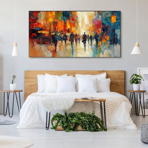 City Lights: Original Impasto Cityscape Oil Painting - Colorful Urban Wall Art Decor