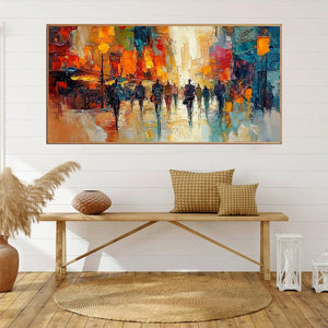 City Lights: Original Impasto Cityscape Oil Painting - Colorful Urban Wall Art Decor