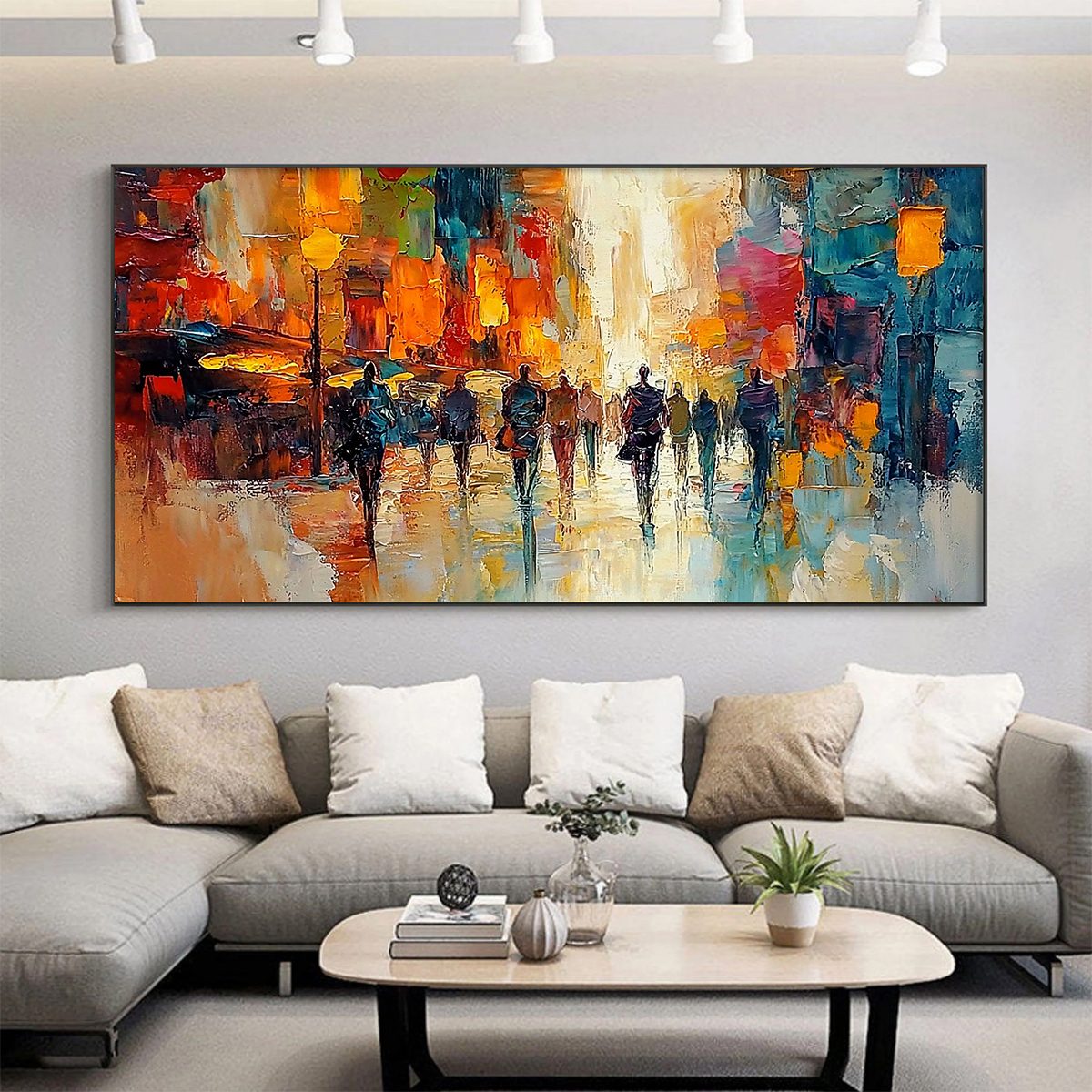 City Lights: Original Impasto Cityscape Oil Painting - Colorful Urban Wall Art Decor