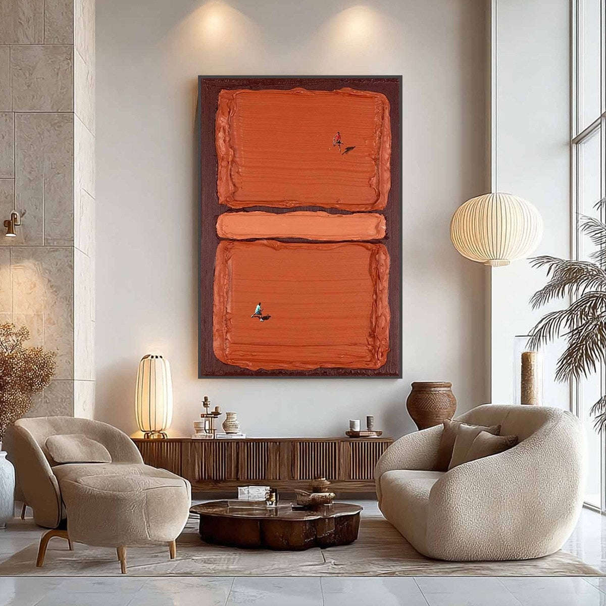 CLAY COURT Textured Minimalist Tennis Match Oil Painting