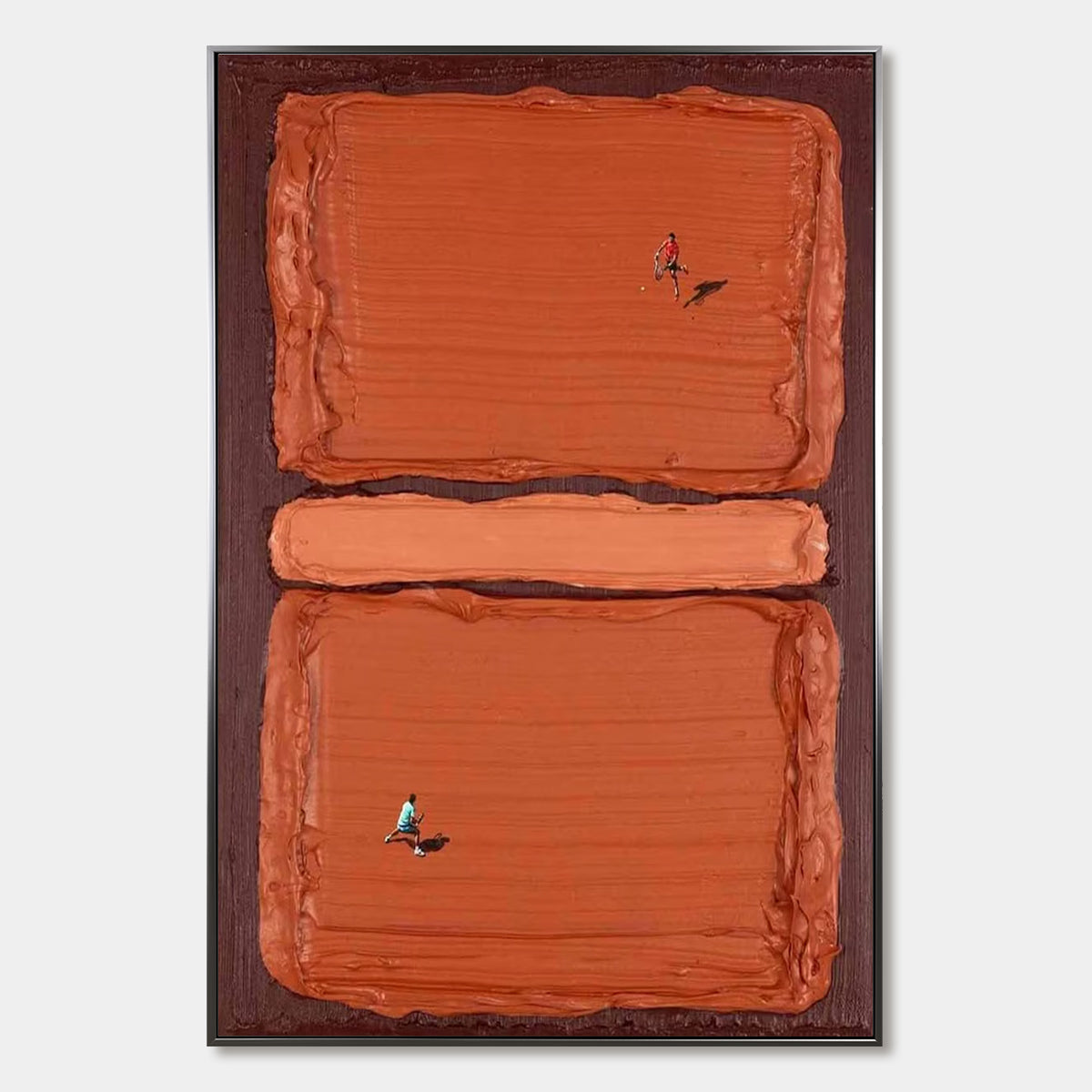 CLAY COURT Textured Minimalist Tennis Match Oil Painting