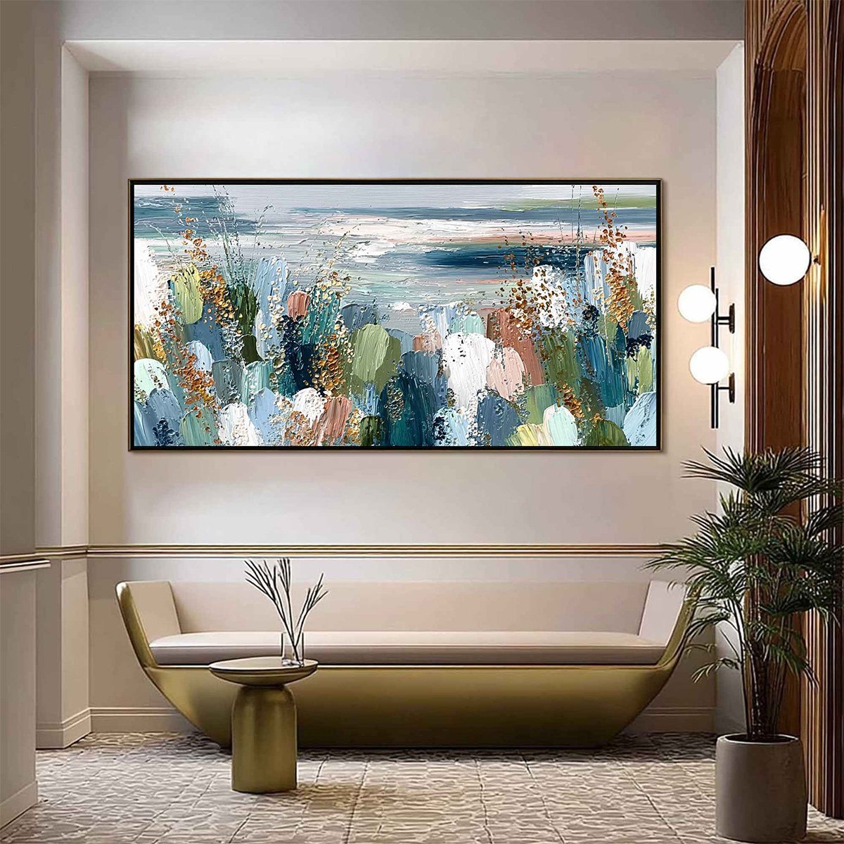 COASTAL BLOOM: Textured Abstract Seascape Impasto Oil Painting