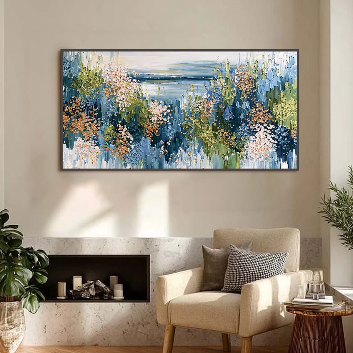 COASTAL BLOOM: Textured Impasto Painting Floral Coastline
