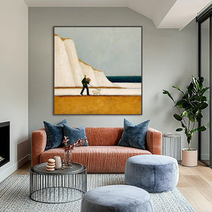 COASTAL DEVOTION: Textured Wabi Sabi Seascape Oil Painting