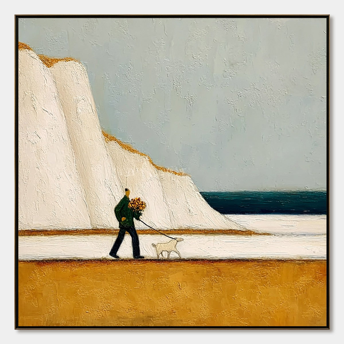 COASTAL DEVOTION: Textured Wabi Sabi Seascape Oil Painting