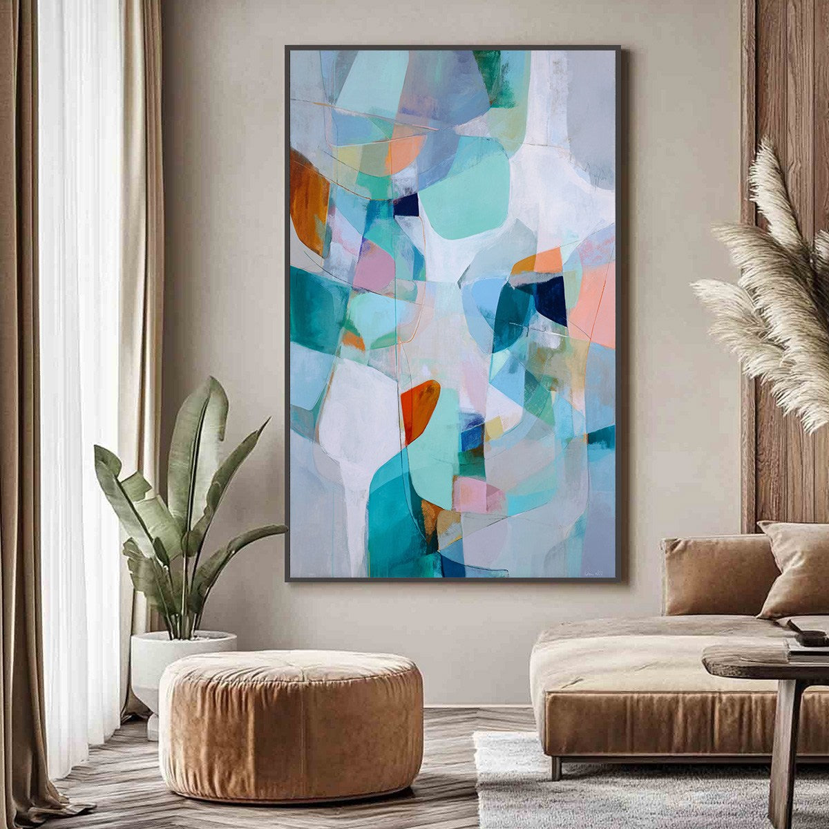 COASTAL DRIFT: Colorful Abstract Vertical Composition Art