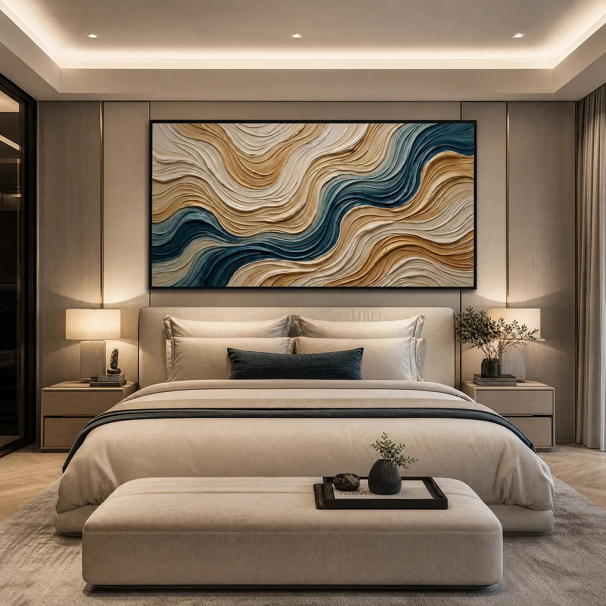 COASTAL DRIFT: Large Textured Abstract Painting of Coastal Waves