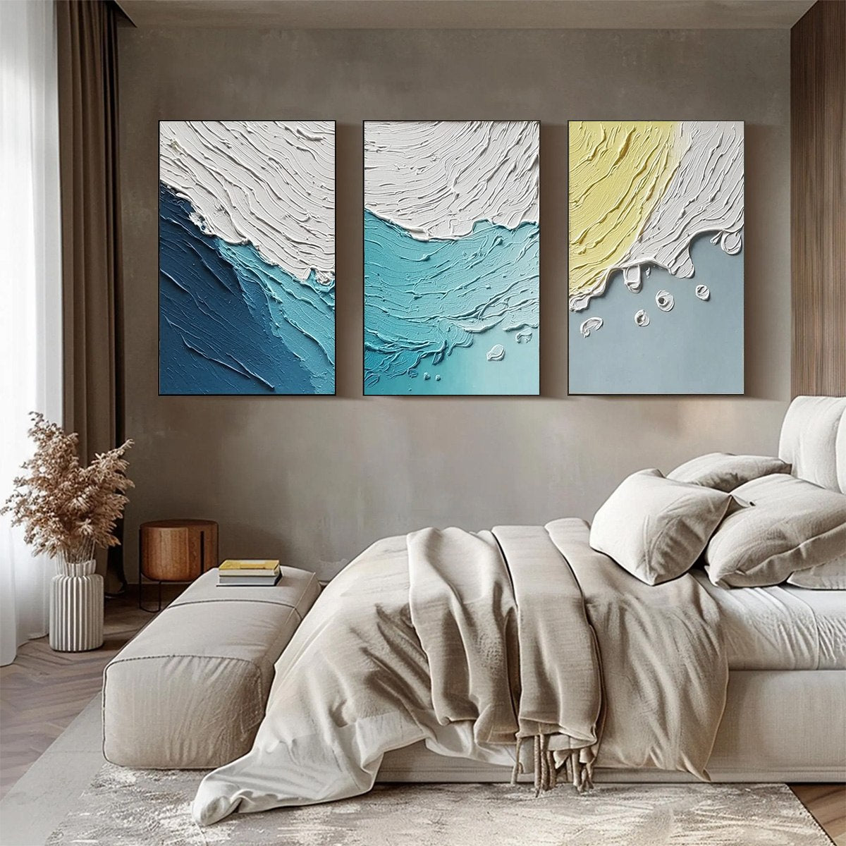COASTAL DRIFT: Textured Abstract Ocean Wave Painting Set