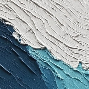Textured abstract ocean wave original painting set, deep blue, turquoise, impasto