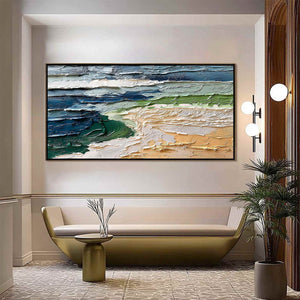 COASTAL DRIFT: Textured Abstract Seascape Impasto Oil Painting