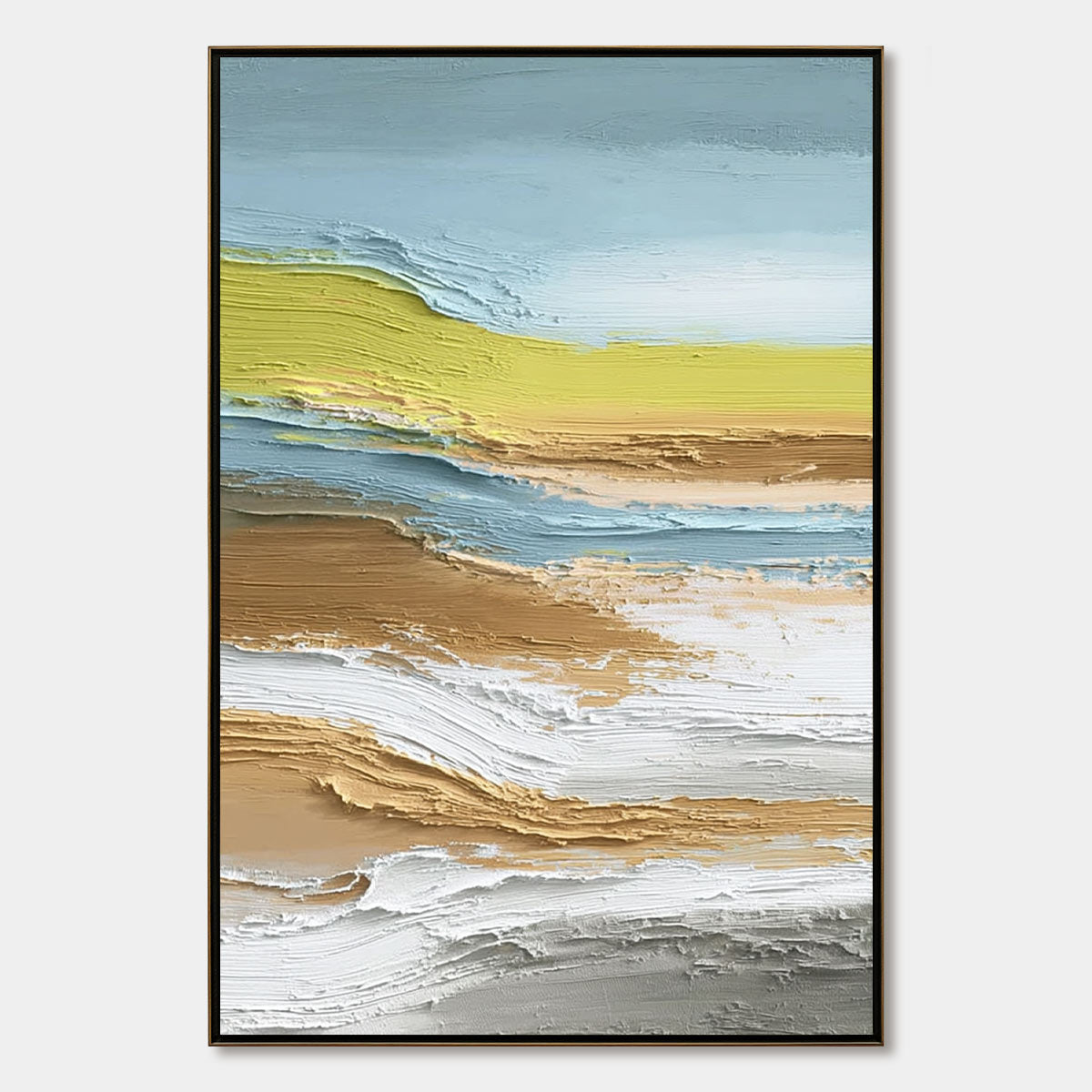 COASTAL DRIFT: Vertical Textured Abstract Coastal Landscape Painting