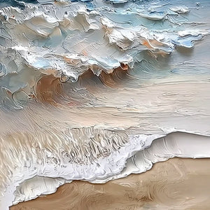 COASTAL EMBRACE: Textured Impasto Seascape Oil Painting