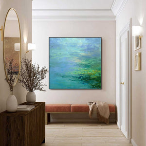 COASTAL MIST: Textured Abstract Wabi Sabi Seascape Painting