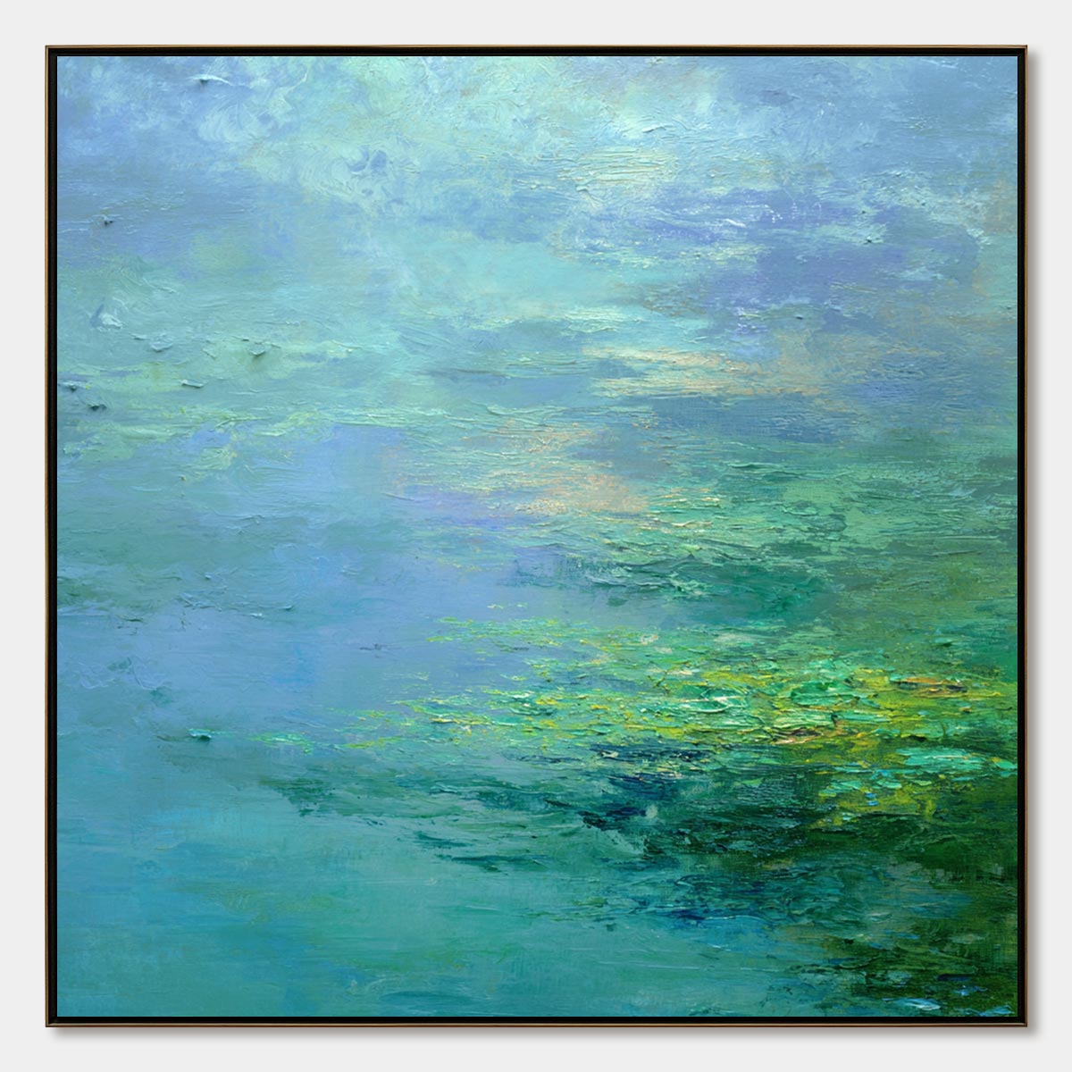 COASTAL MIST: Textured Abstract Wabi Sabi Seascape Painting