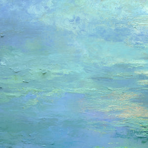COASTAL MIST: Textured Abstract Wabi Sabi Seascape Painting