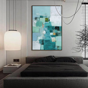 COASTAL MOSAIC: Textured Abstract Painting in Teal and Blue