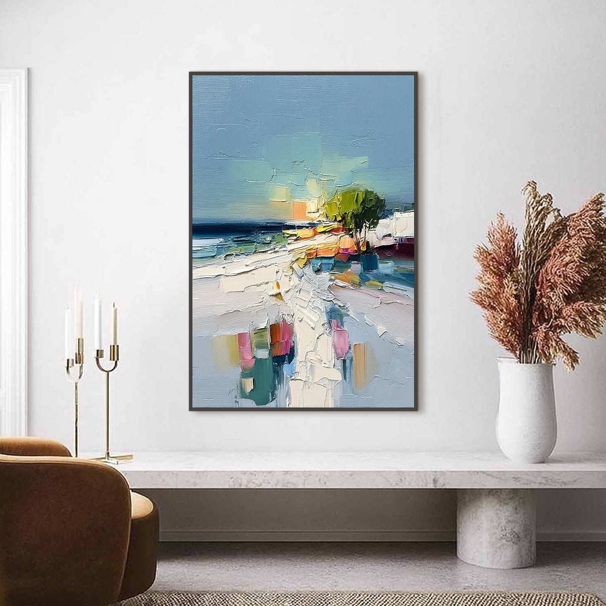 COASTAL PATH: Textured Palette Knife Abstract Seascape Painting