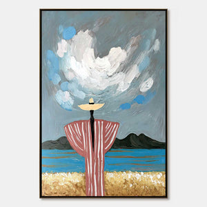 COASTAL REVERIE: Expressive Figurative Beach Landscape Painting