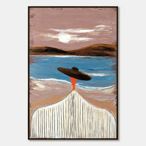 COASTAL REVERIE: Modern Wabi Sabi Style Figurative Beach Painting