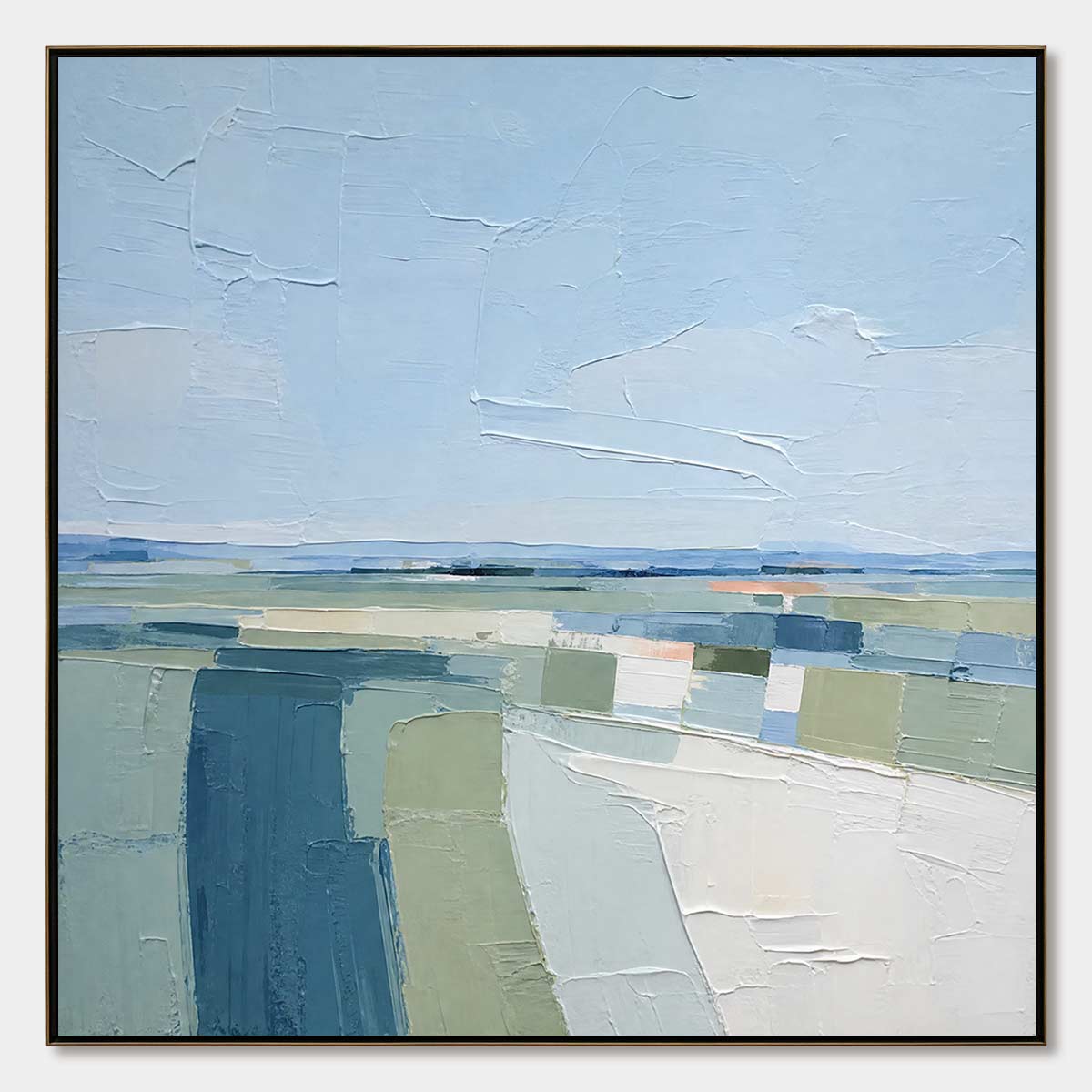 COASTAL REVERIE: Textured Square Abstract Coastal Landscape Painting
