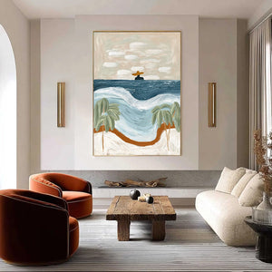 COASTAL REVERIE: Textured Wabi Sabi Style Beach & Sea Painting