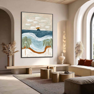 COASTAL REVERIE: Textured Wabi Sabi Style Beach & Sea Painting