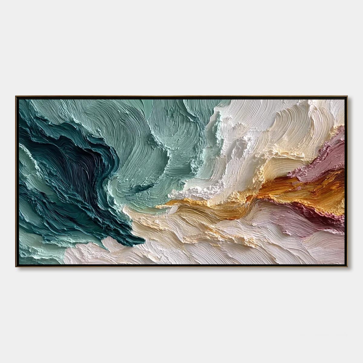 COASTAL RHYTHM: Large Horizontal Textured Impasto Ocean Painting