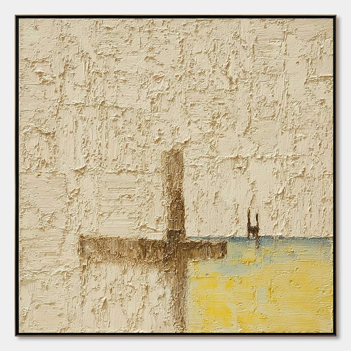 Original abstract beach painting 'Coastal Vespers', textured impasto, Wabi Sabi.