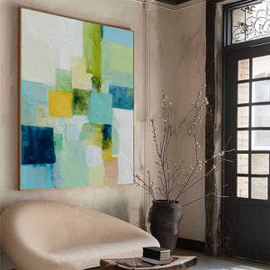 COASTAL MOSAIC: Textured Abstract Color Block Painting