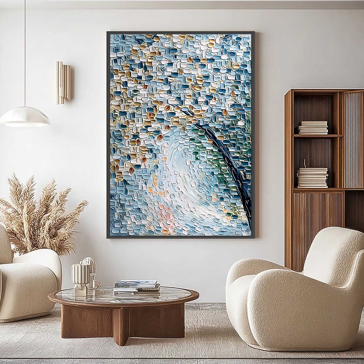 COBBLESTONE BLOSSOM: Heavily Textured Abstract Tree Painting with Palette Knife Detail