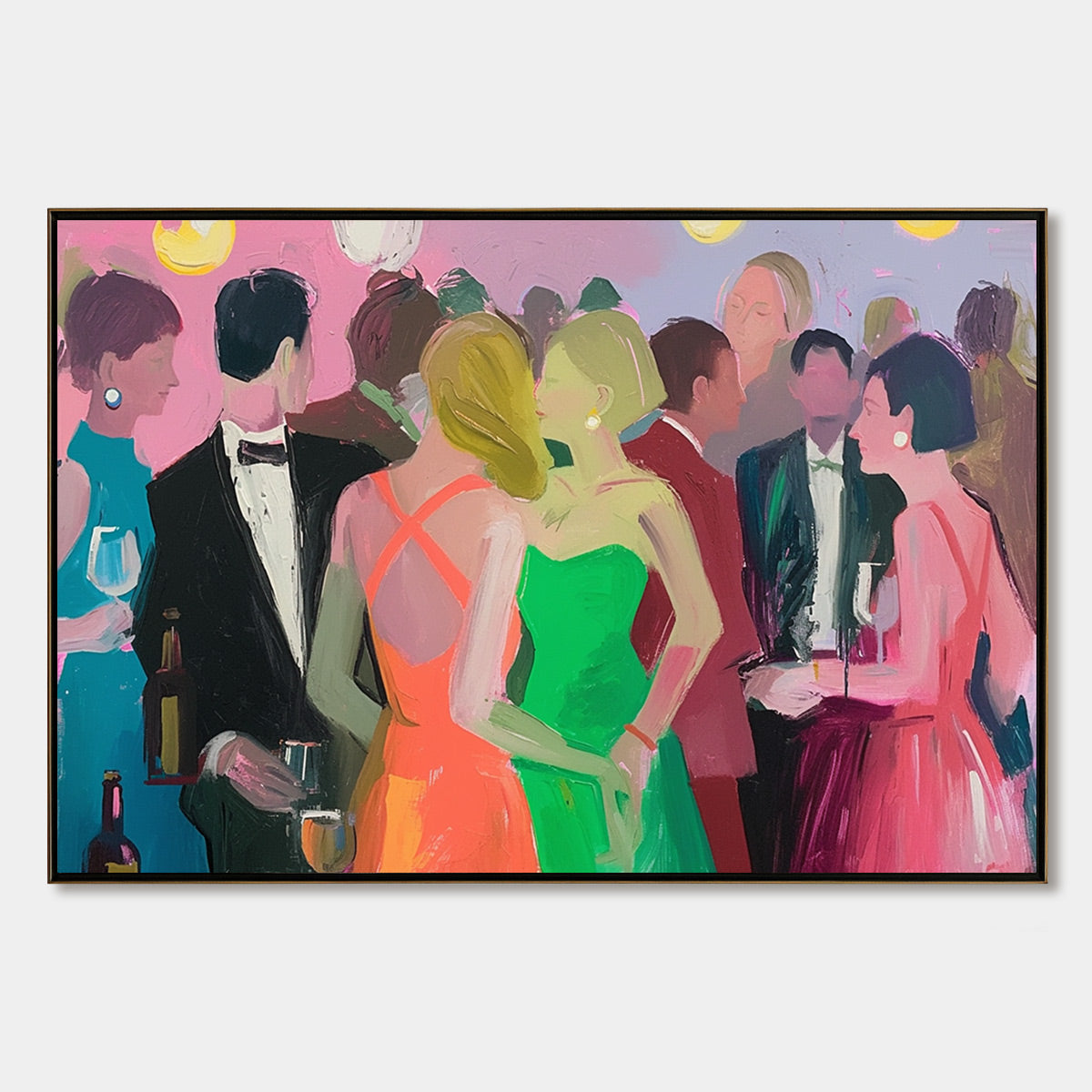 COCKTAIL HOUR: Figurative Oil Painting, Social Scene