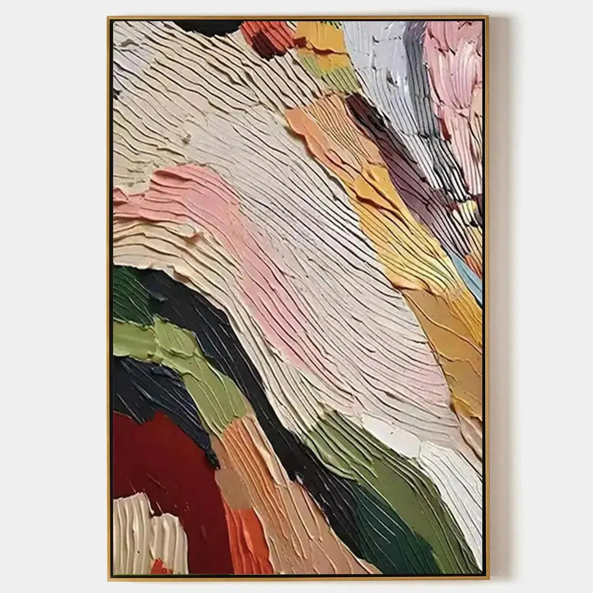COLORFUL RIDGE: Textured Abstract Painting, Colorful Wall Art, Vertical Canvas, Impasto Decor