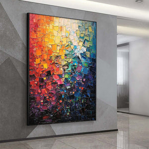 Color Symphony: Original Textured Abstract Impasto Oil Painting - Vibrant Modern Wall Art