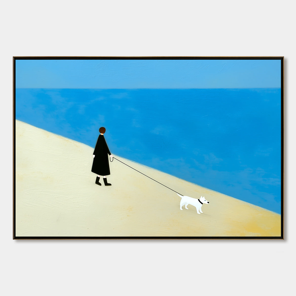 COMPANION: Textured Minimalist Painting of a Seaside Stroll