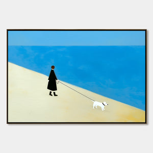 Companion original textured minimalist wall art painting, seaside walk