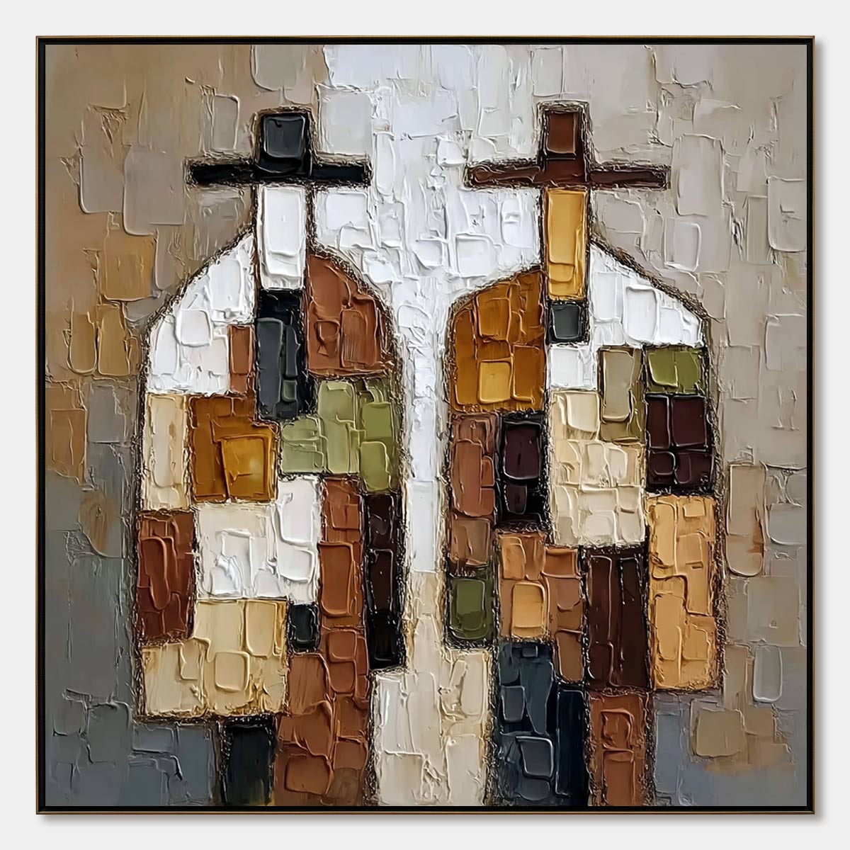 COMPANIONS: Textured Abstract Figurative Impasto Painting