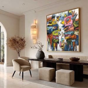 CONCRETE CARNIVAL: Large Colorful Abstract Impasto Wall Art