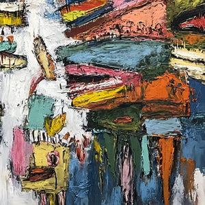 CONCRETE CARNIVAL: Large Colorful Abstract Impasto Wall Art
