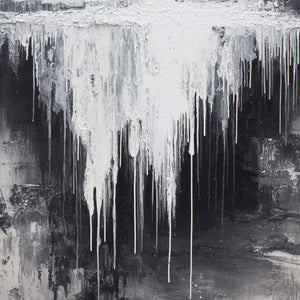 CONCRETE CASCADE: Textured Black and White Abstract Cityscape