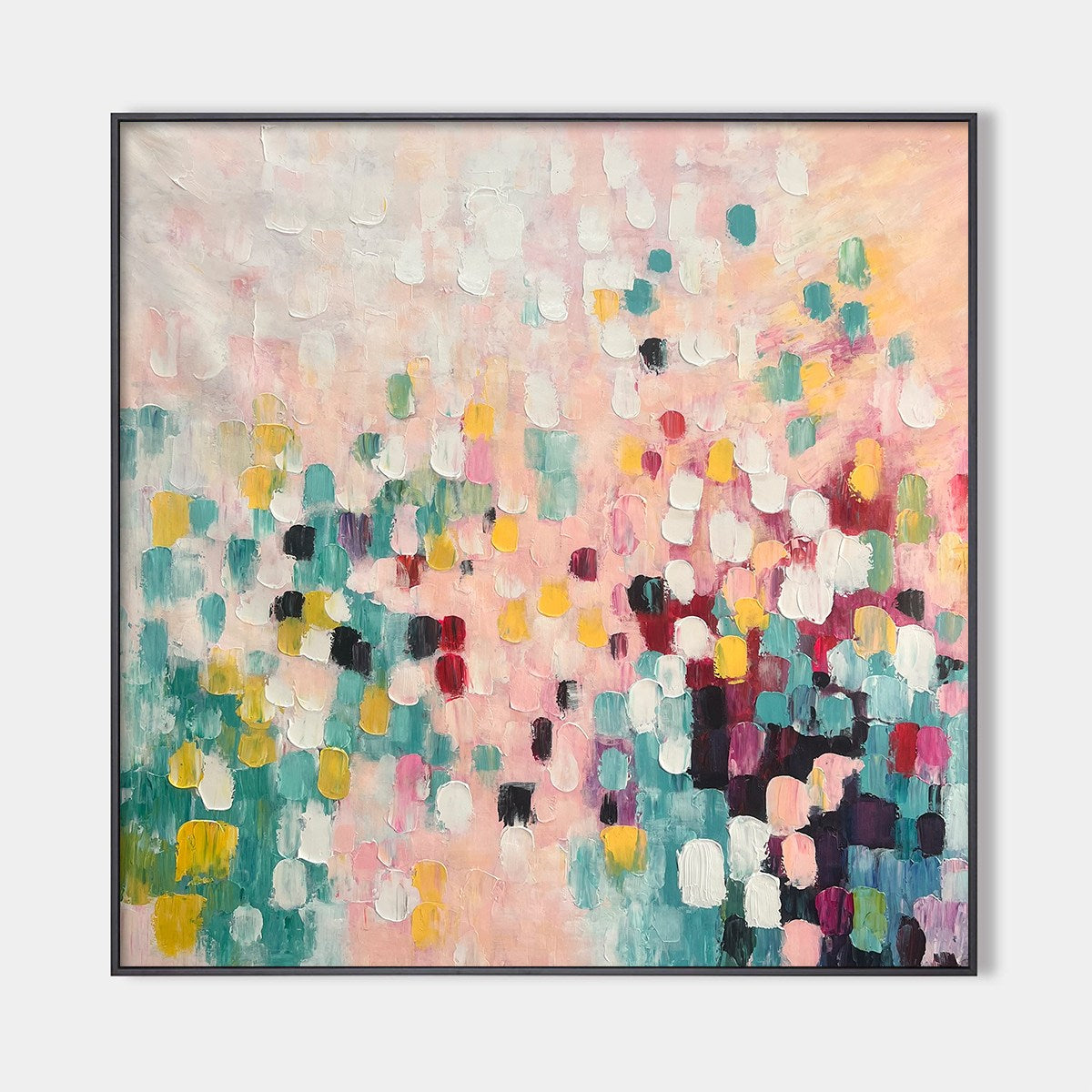 Confetti Dream: Abstract Colorful Oil Painting Canvas Wall Art Decor in Pink, Teal & Gold