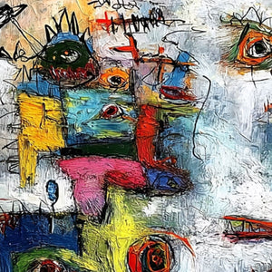 CONFRONTATION: Vibrant Abstract Figurative Expressionist Painting