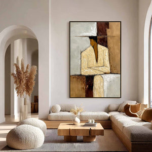 CONTEMPLATION: Textured Abstract Figurative Portrait Oil Painting