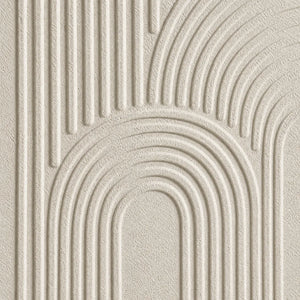 Beige textured Wabi-Sabi abstract diptych wall art with arched carved lines