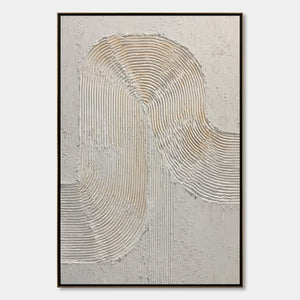 CONTINUUM: Textured Minimalist Abstract Painting in White and Beige
