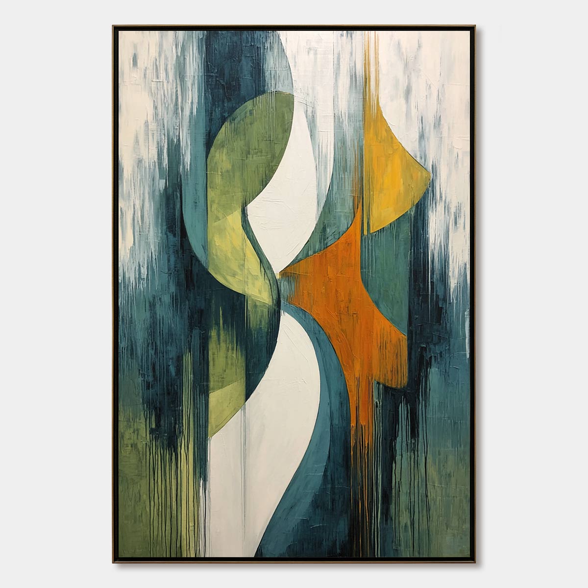 CONVERGENCE: Bold Vertical Abstract Painting with Textured Color Blocks