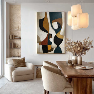 CONVERGENCE: Large Textured Geometric Abstract Oil Painting