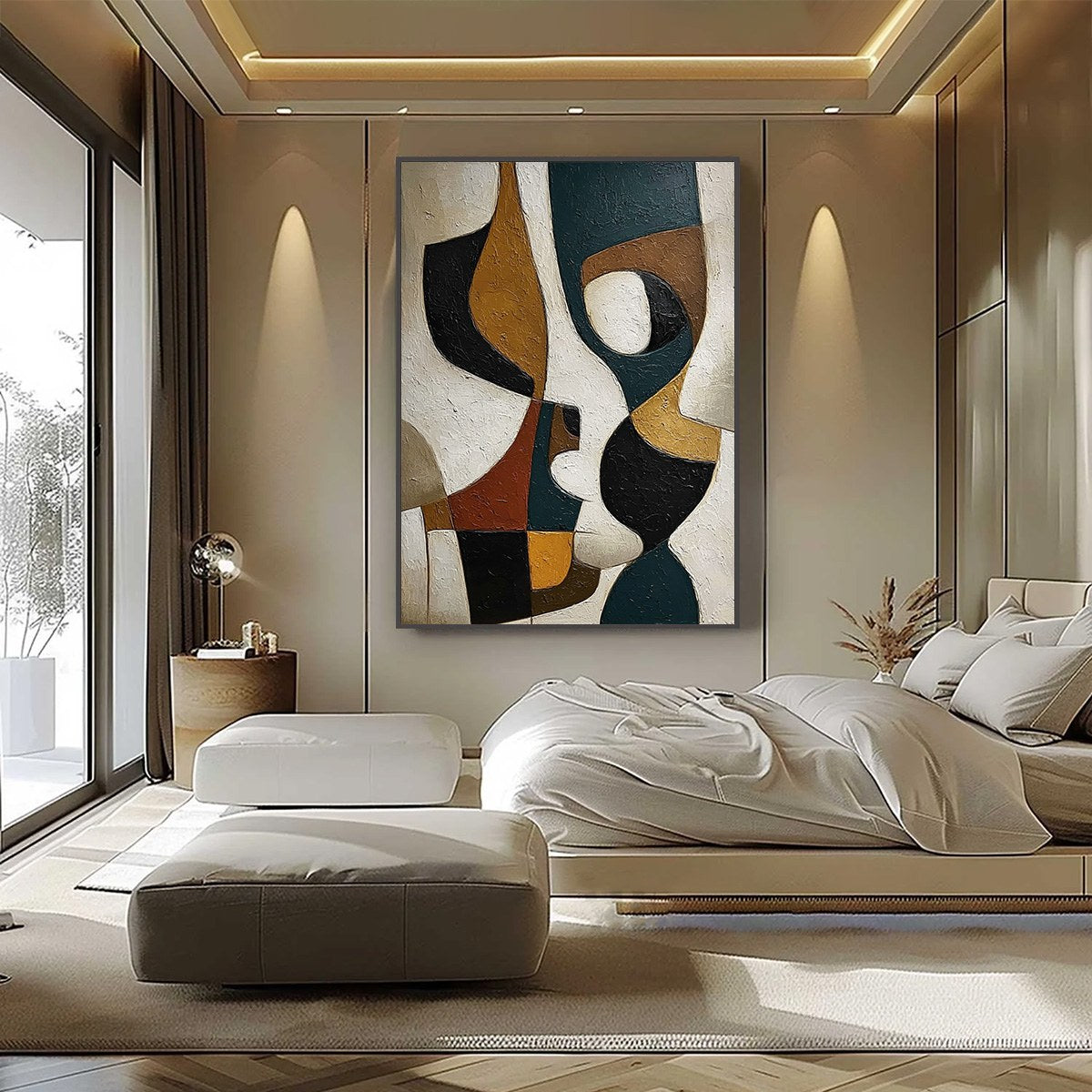 CONVERGENCE: Large Textured Geometric Abstract Oil Painting