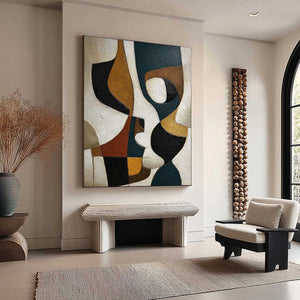 CONVERGENCE: Large Textured Geometric Abstract Oil Painting