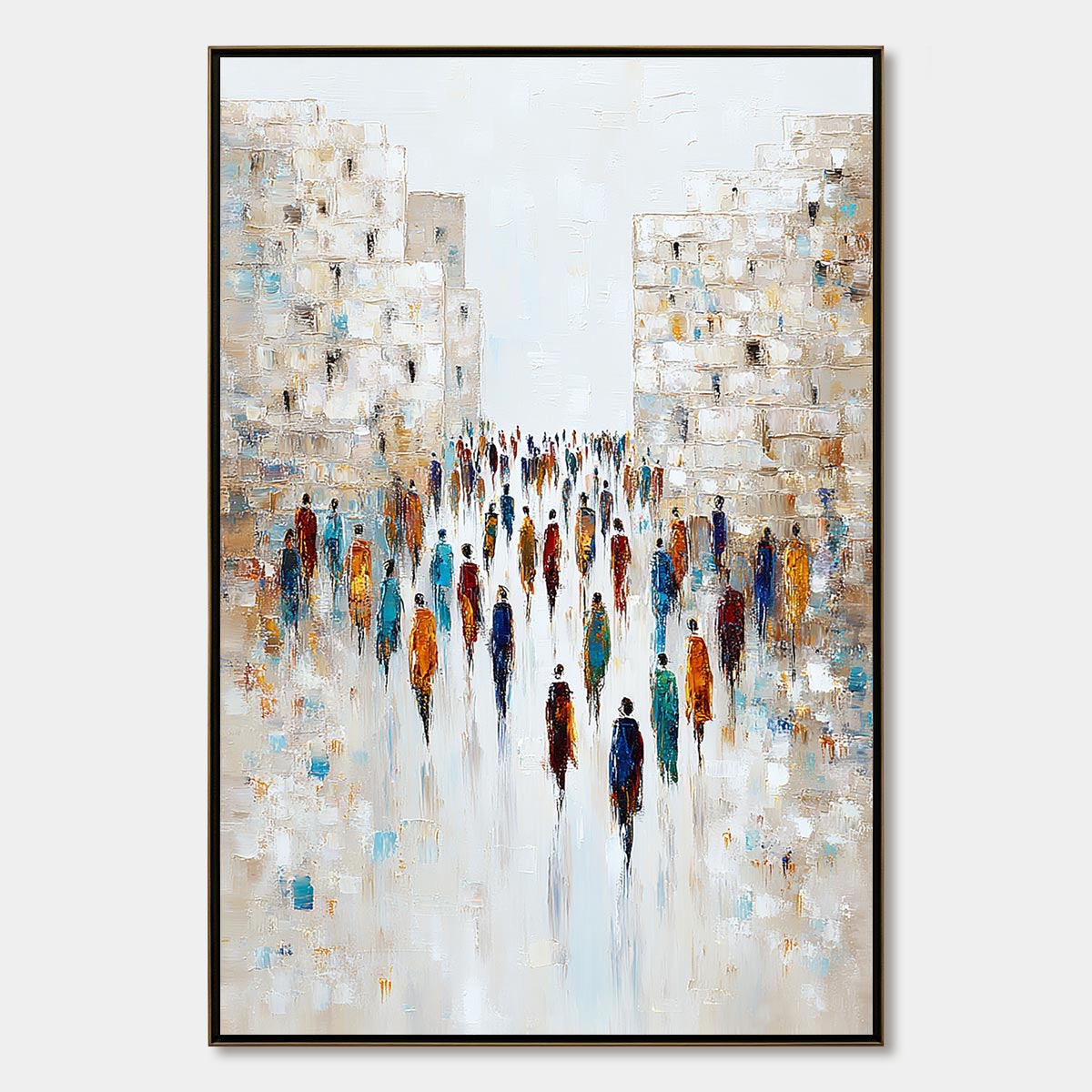 CONVERGENCE: Textured Abstract Figurative Cityscape Painting